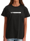 Black short-sleeve t-shirt with a 'VA Sport' logo printed across the chest. Front View.