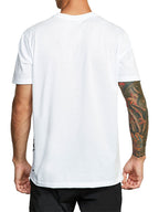 White short-sleeve t-shirt with a 'VA' logo printed on the chest. Back View.