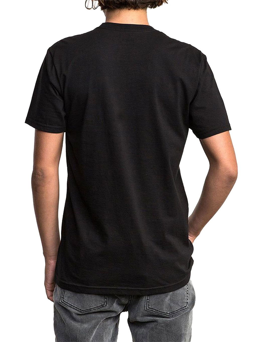 Black short-sleeve t-shirt with a 'BIG RVCA' logo printed across the chest. Back View.