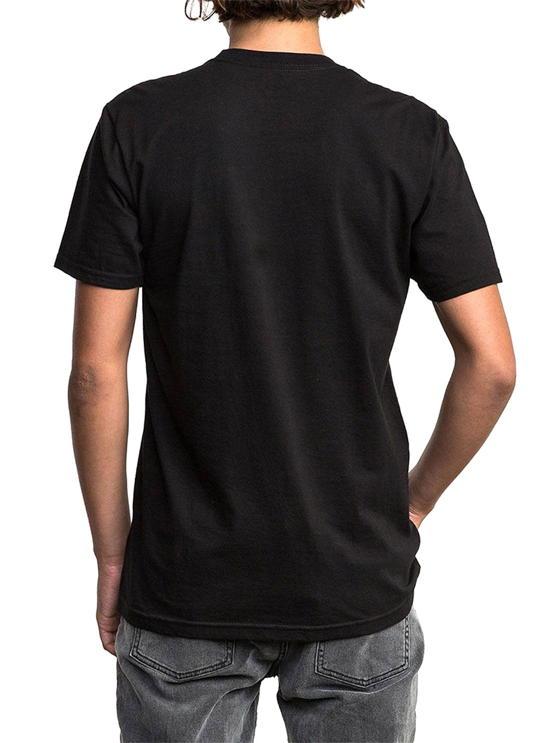 Black short-sleeve t-shirt with a 'BIG RVCA' logo printed across the chest. Back View.