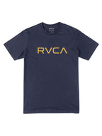 Navy short-sleeve t-shirt with a 'BIG RVCA' logo printed across the chest. Front View.