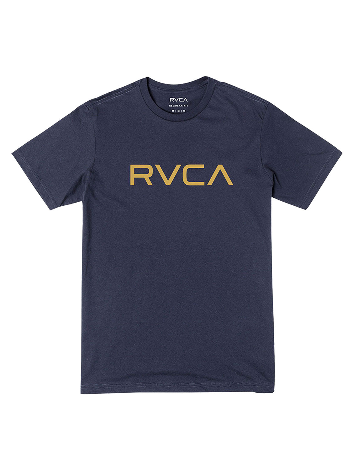 Navy short-sleeve t-shirt with a 'BIG RVCA' logo printed across the chest. Front View.