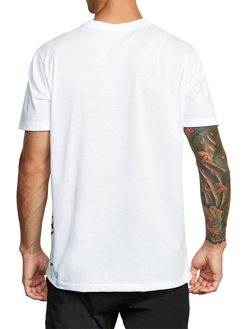 White short-sleeve t-shirt with a 'BIG RVCA' logo printed across the chest. Back View.