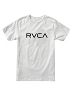 White short-sleeve t-shirt with a 'BIG RVCA' logo printed across the chest. Front View.