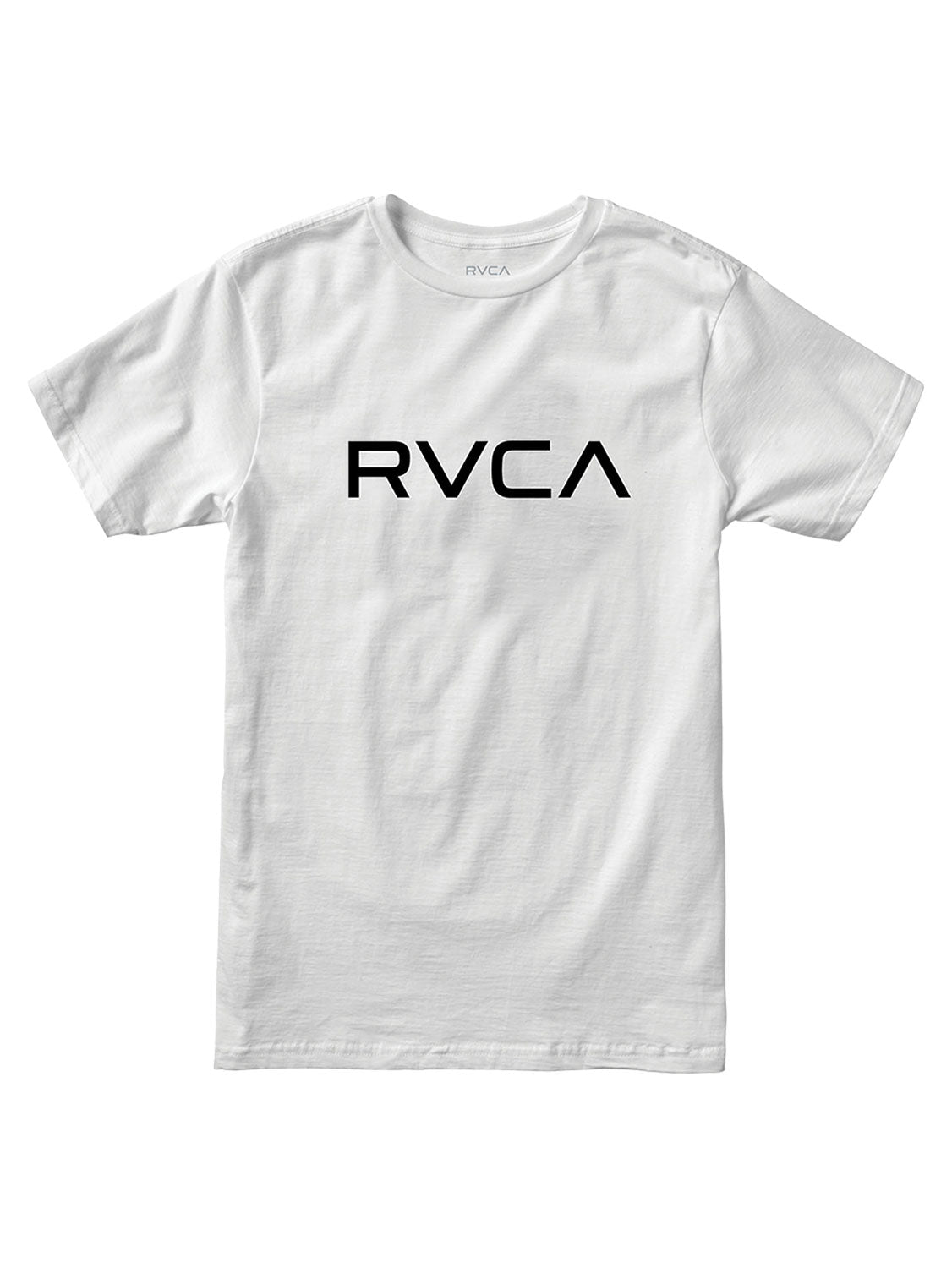 White short-sleeve t-shirt with a 'BIG RVCA' logo printed across the chest. Front View.