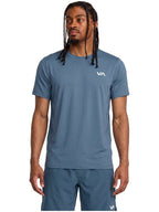 Blue athletic t-shirt with a 'VA' logo on the left chest. Front View