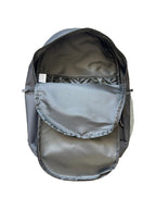 Black backpack with a white logo on a white background - Inside View