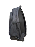 Black backpack with a white logo on a white background - Side View